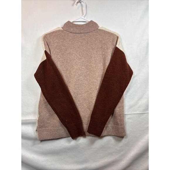 Madewell  Mock Neck Sweater Womens Cream Brown Good Pocket Relaxed size Xs - Picture 11 of 12